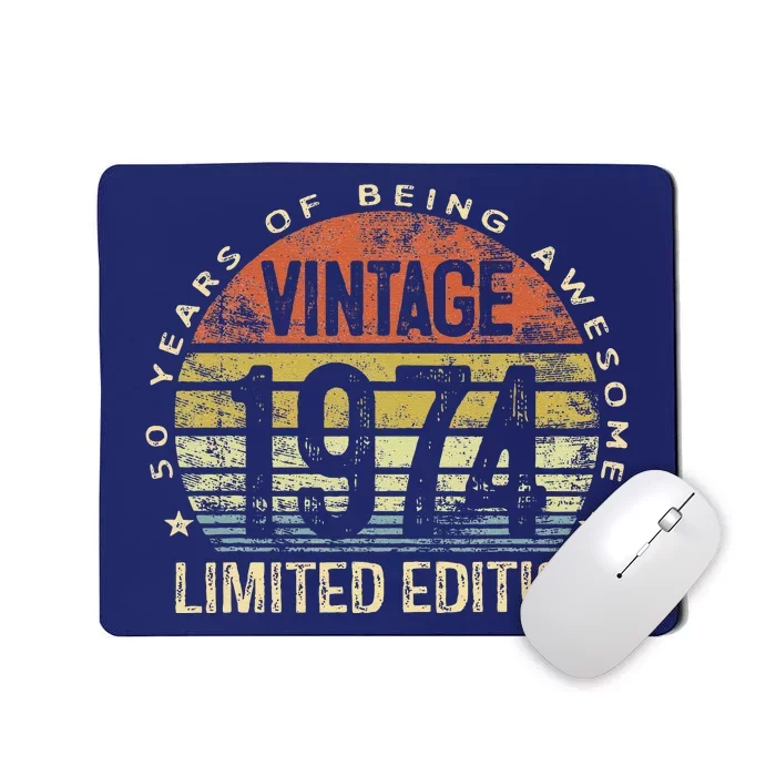 50 Year Old Gifts Vintage 1974 Limited Edition 50th Birthday Mousepad