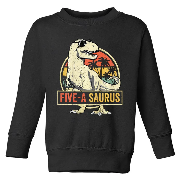 5 Year Old Dinosaur Birthday 5th T Rex Dino Five Saurus Toddler Sweatshirt