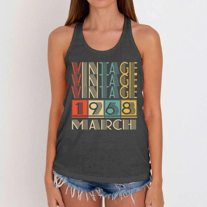 55 Year Old Gift Vintage Made In March 1968 55th Birthday Women's Knotted Racerback Tank