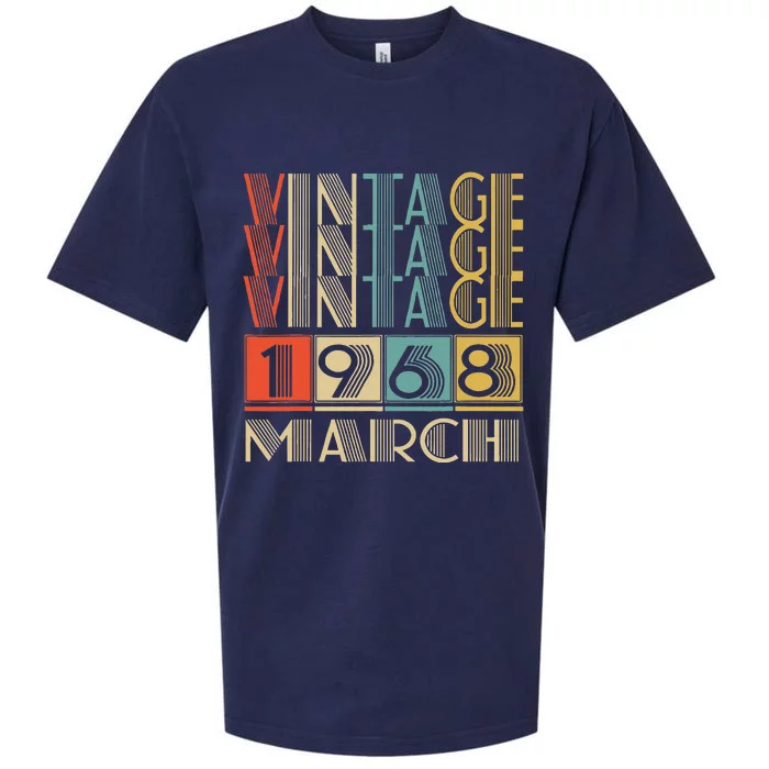 55 Year Old Gift Vintage Made In March 1968 55th Birthday Sueded Cloud Jersey T-Shirt