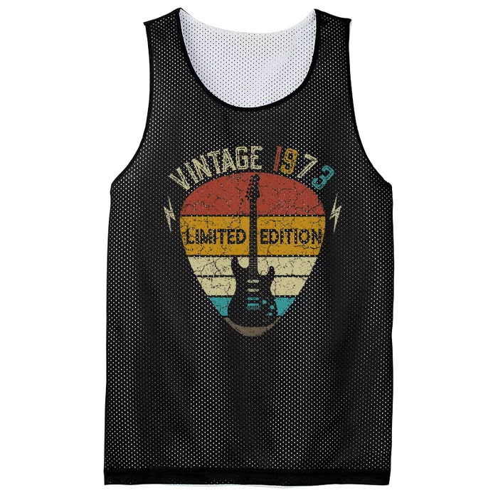 50 Years Old Gift Vintage 1973 Guitar Player 50th Birthday Mesh Reversible Basketball Jersey Tank