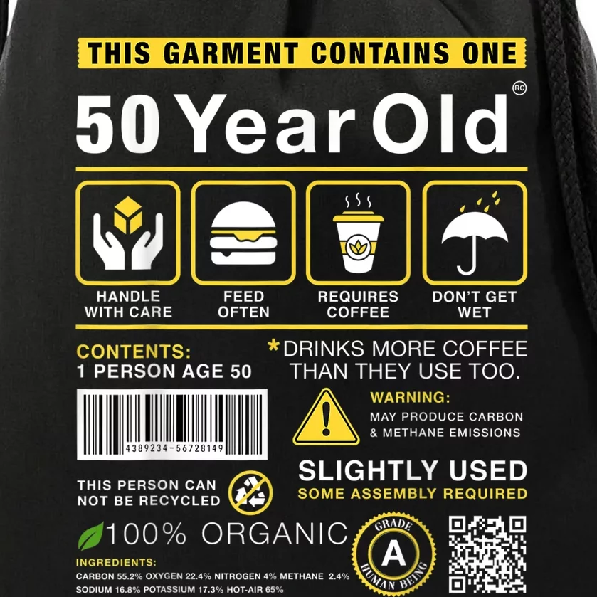 50 Year Old Package Contains Funny 50th Birthday Humor Drawstring Bag