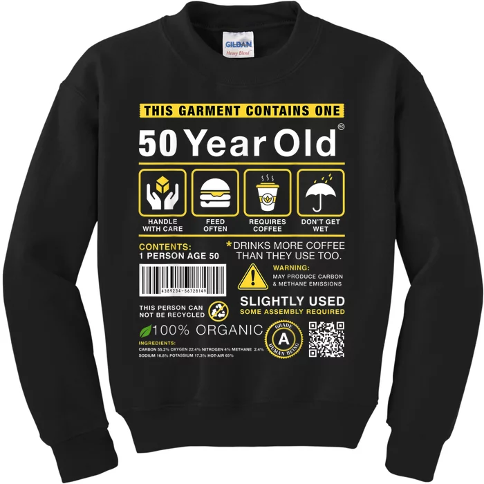 50 Year Old Package Contains Funny 50th Birthday Humor Kids Sweatshirt