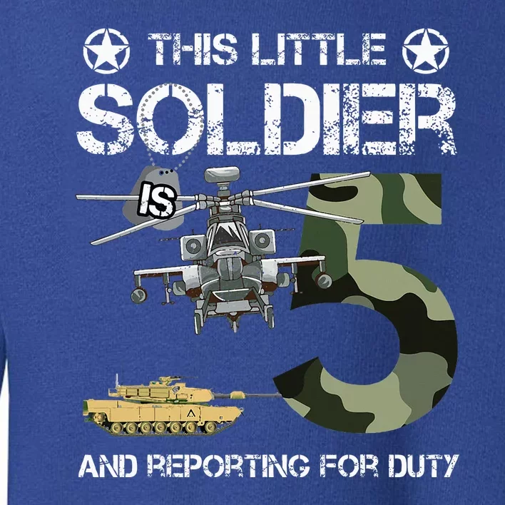 5 Year Old Soldier Camo Army Birthday Themed Military Family Toddler Sweatshirt