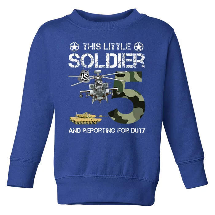 5 Year Old Soldier Camo Army Birthday Themed Military Family Toddler Sweatshirt