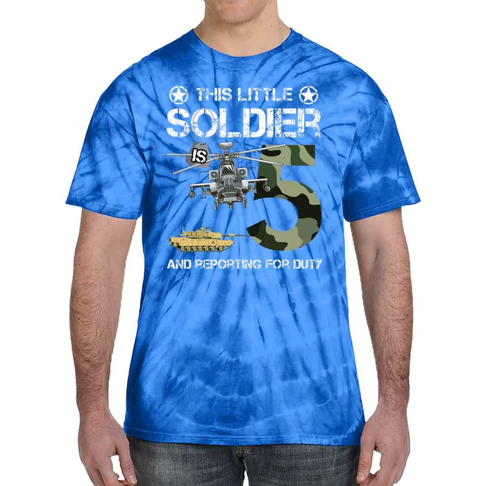 5 Year Old Soldier Camo Army Birthday Themed Military Family Tie-Dye T-Shirt