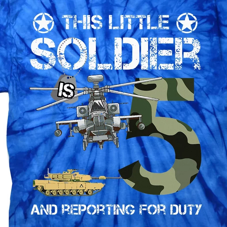 5 Year Old Soldier Camo Army Birthday Themed Military Family Tie-Dye T-Shirt