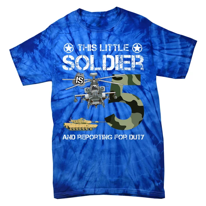 5 Year Old Soldier Camo Army Birthday Themed Military Family Tie-Dye T-Shirt