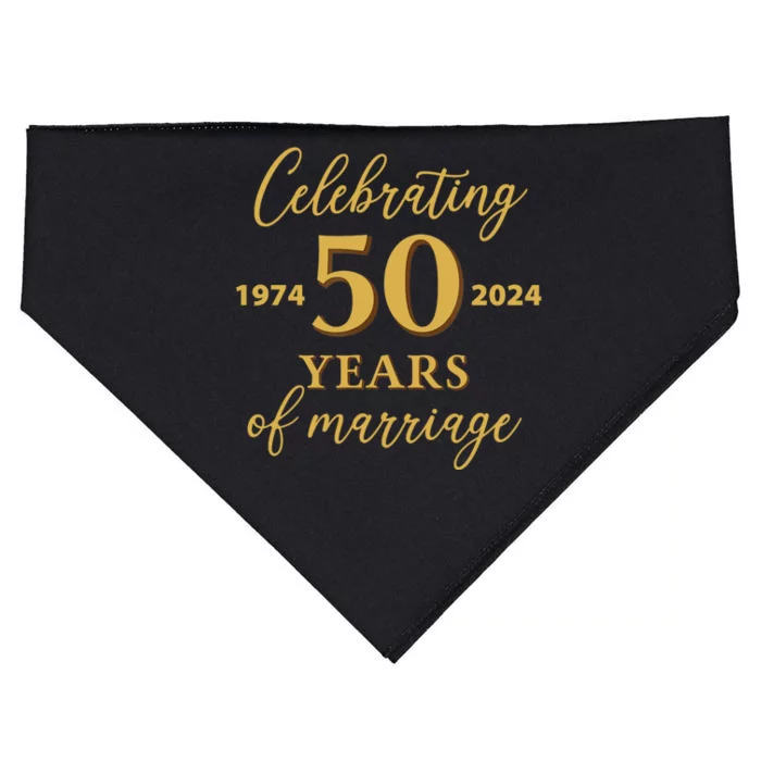 50 Years Of Marriage 1974 50th Wedding Anniversary USA-Made Doggie Bandana