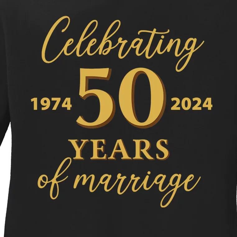 50 Years Of Marriage 1974 50th Wedding Anniversary Ladies Long Sleeve Shirt