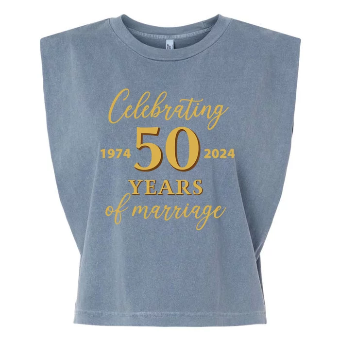 50 Years Of Marriage 1974 50th Wedding Anniversary Garment-Dyed Women's Muscle Tee