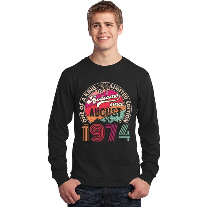 50 Years Old Vintage Retro August 1974 Birthday Tall Long Sleeve T-Shirt