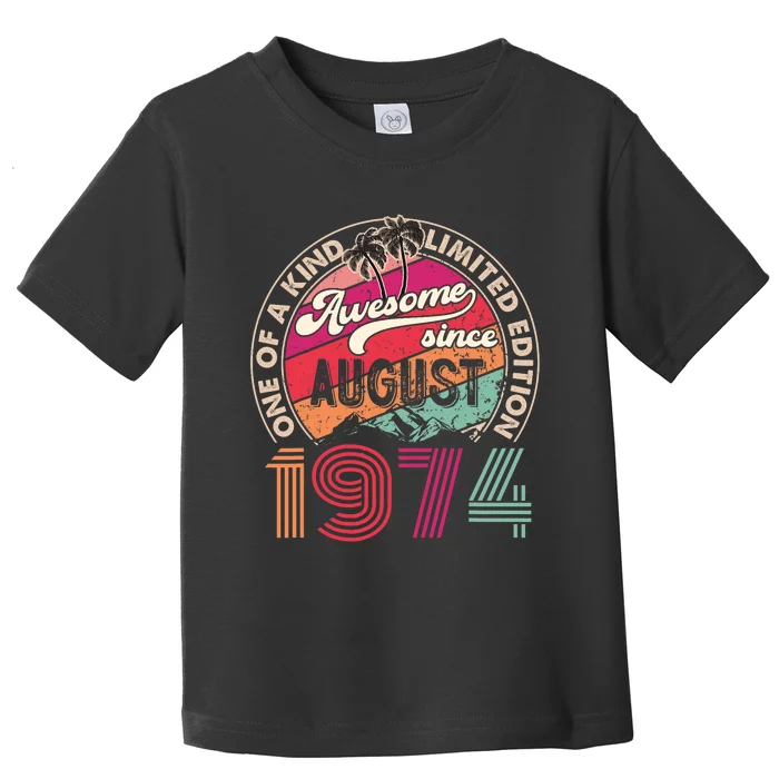 50 Years Old Vintage Retro August 1974 Birthday Toddler T-Shirt