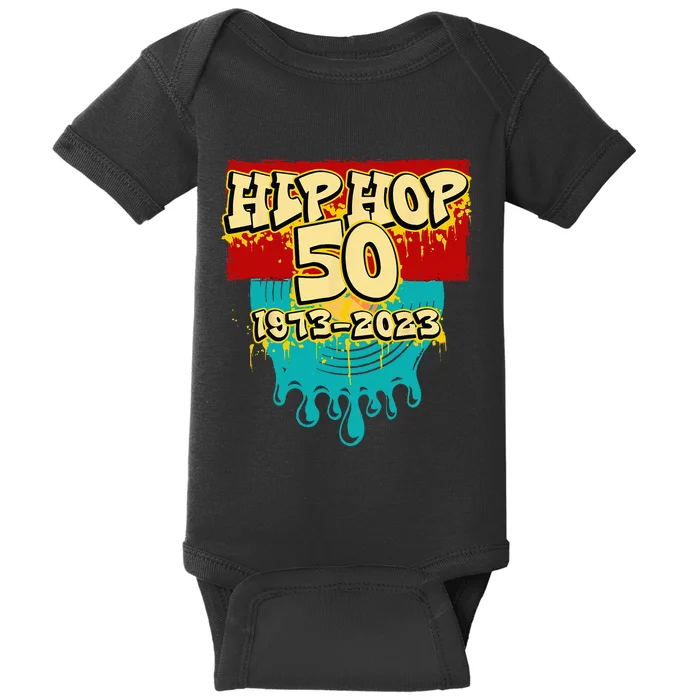 50 Years Of Hip Hop 50th Anniversary Celebration Vinyl Baby Bodysuit