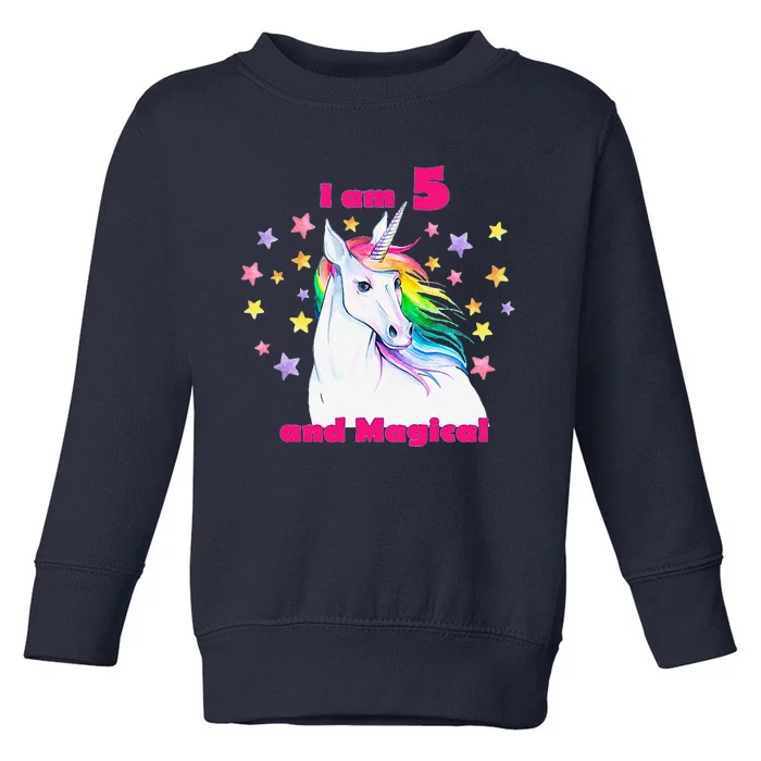 5 Year Old Birthday Number Unicorn Magical T Toddler Sweatshirt