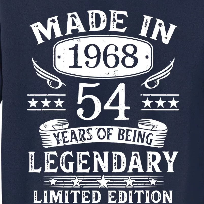 54 Years Old Made In 1968 Shirt 54th Birthday Gift Tall Sweatshirt