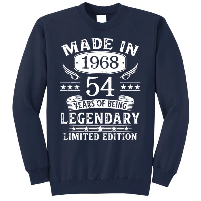 54 Years Old Made In 1968 Shirt 54th Birthday Gift Tall Sweatshirt