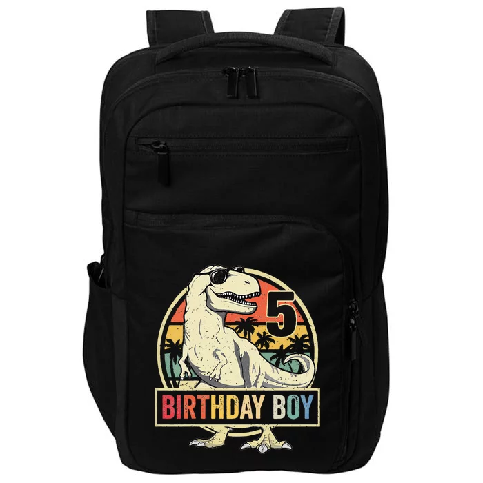 5 Year Old  5th Birthday  T Rex Dinosaur Impact Tech Backpack