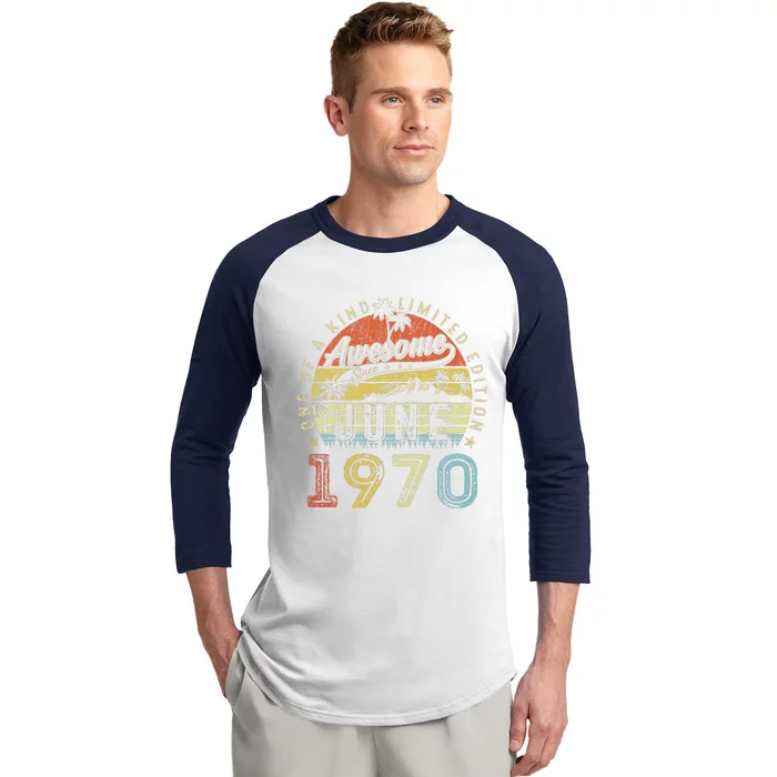 53 Year Old Awesome Since June 1970 53th Birthday Baseball Sleeve Shirt