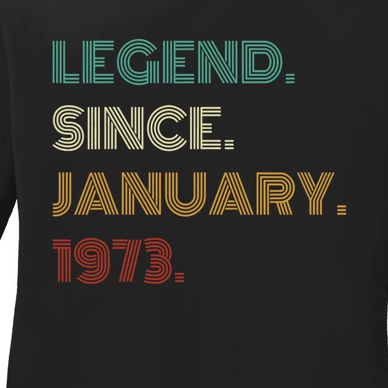 50 Years Old Legend Since January 1973 50th Birthday Ladies Long Sleeve Shirt