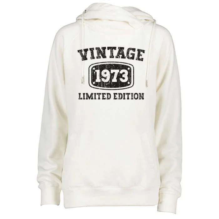 50 Year Old Vintage 1973 Happy 50th Birthday Gifts Women Womens Funnel Neck Pullover Hood