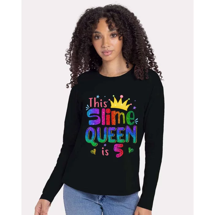 5 Year Old Gift This Slime Queen Is 5th Birthday N Womens Cotton Relaxed Long Sleeve T-Shirt