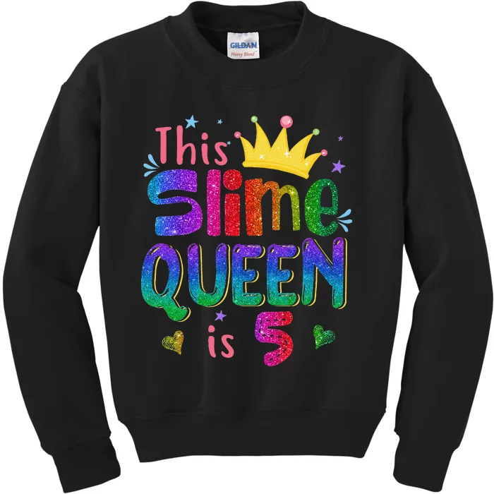 5 Year Old Gift This Slime Queen Is 5th Birthday N Kids Sweatshirt