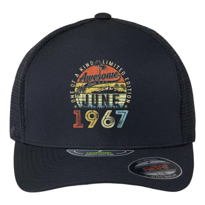 56 Year Old Awesome Since June 1967 56th Birthday Flexfit Unipanel Trucker Cap