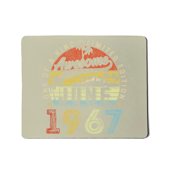 56 Year Old Awesome Since June 1967 56th Birthday Mousepad