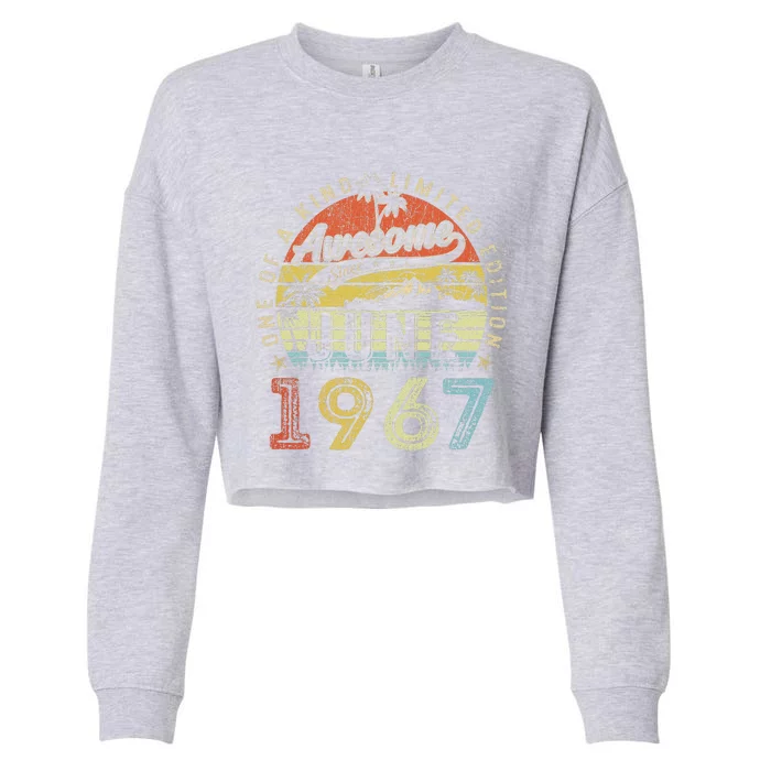 56 Year Old Awesome Since June 1967 56th Birthday Cropped Pullover Crew