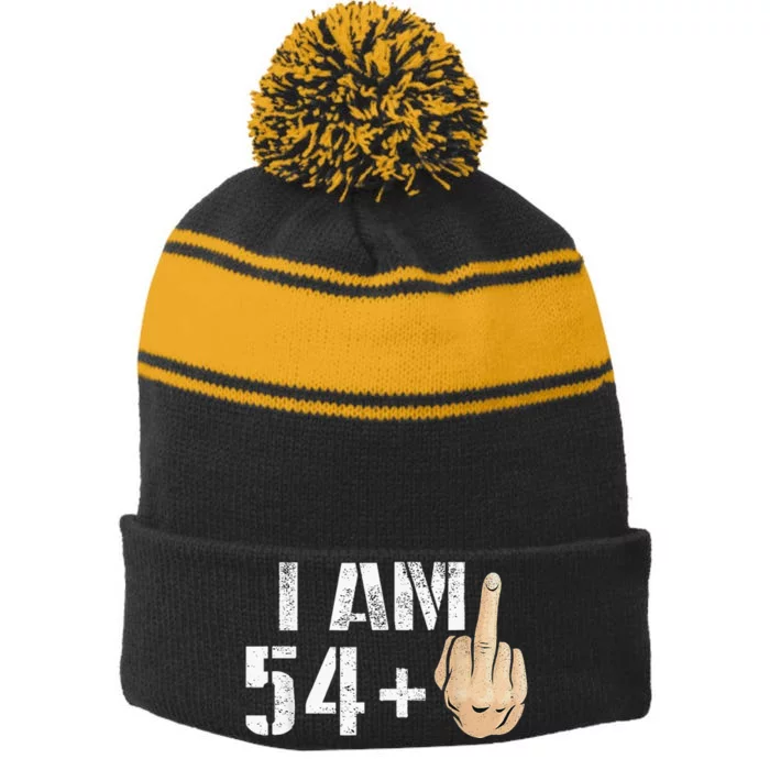 55 Years Old Fun 55th Birthday Gift Ideas Christmas Stripe Pom Pom Beanie