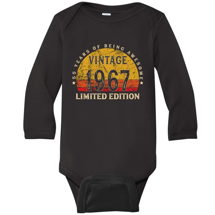 55 Year Old Gifts Retro Vintage 1967 Limited Edition 55th Birthday Baby Long Sleeve Bodysuit