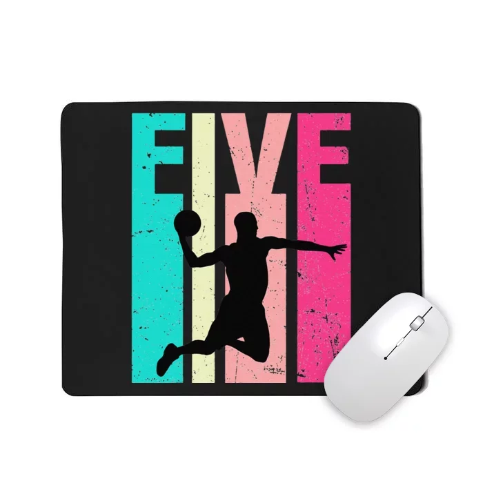 5 Years Old 5th Birthday Basketball Gift For Party Mousepad