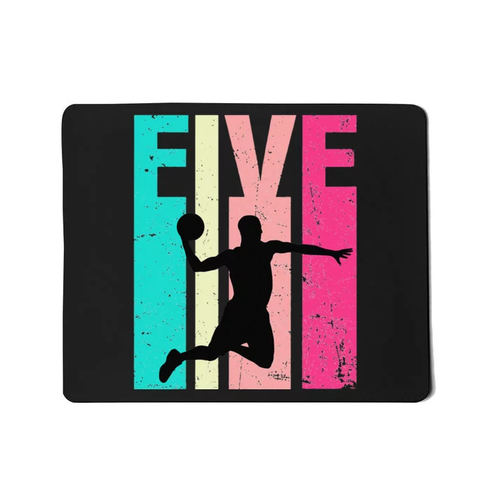 5 Years Old 5th Birthday Basketball Gift For Party Mousepad