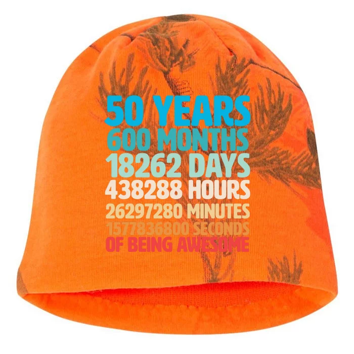 50 Years Of Being Awesome 50th Birthday Time Breakdown Kati - Camo Knit Beanie