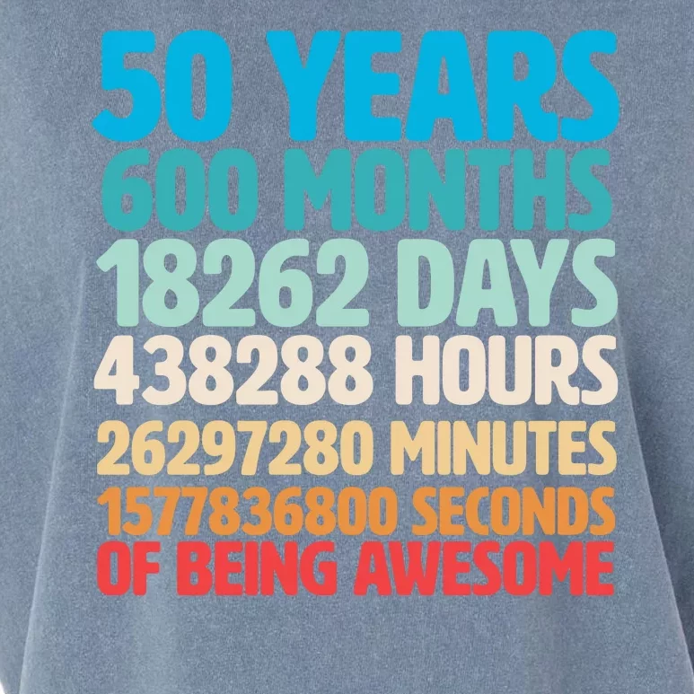 50 Years Of Being Awesome 50th Birthday Time Breakdown Garment-Dyed Women's Muscle Tee