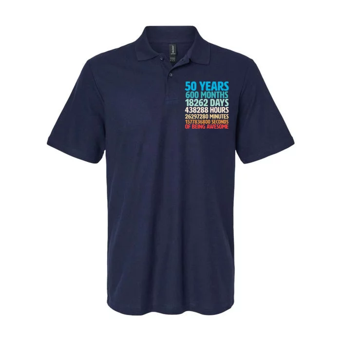 50 Years Of Being Awesome 50th Birthday Time Breakdown Softstyle Adult Sport Polo