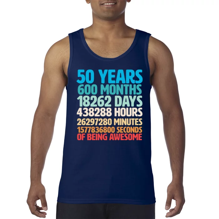 50 Years Of Being Awesome 50th Birthday Time Breakdown Tank Top