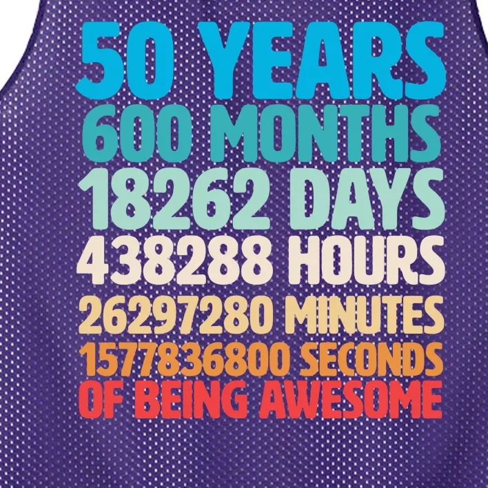 50 Years Of Being Awesome 50th Birthday Time Breakdown Mesh Reversible Basketball Jersey Tank