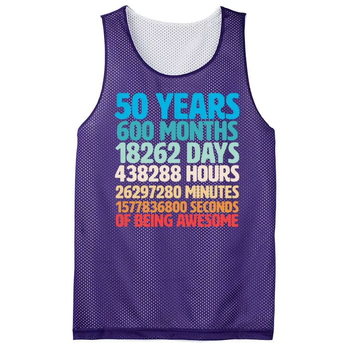 50 Years Of Being Awesome 50th Birthday Time Breakdown Mesh Reversible Basketball Jersey Tank