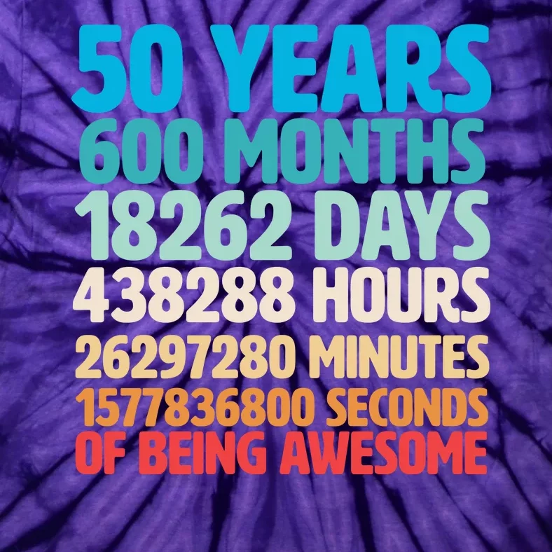 50 Years Of Being Awesome 50th Birthday Time Breakdown Tie-Dye T-Shirt