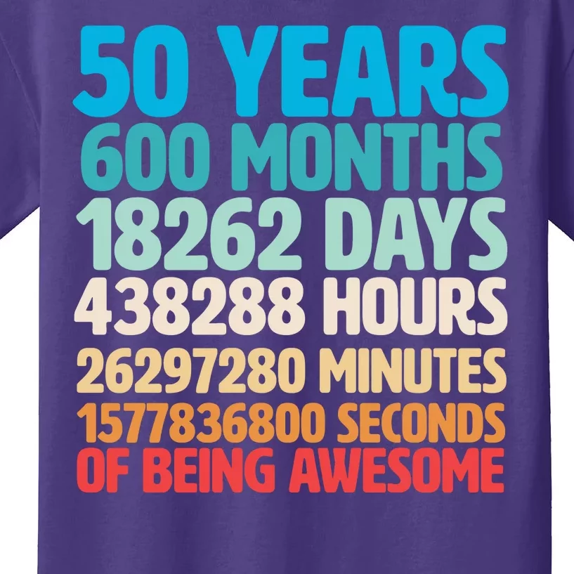 50 Years Of Being Awesome 50th Birthday Time Breakdown Kids T-Shirt