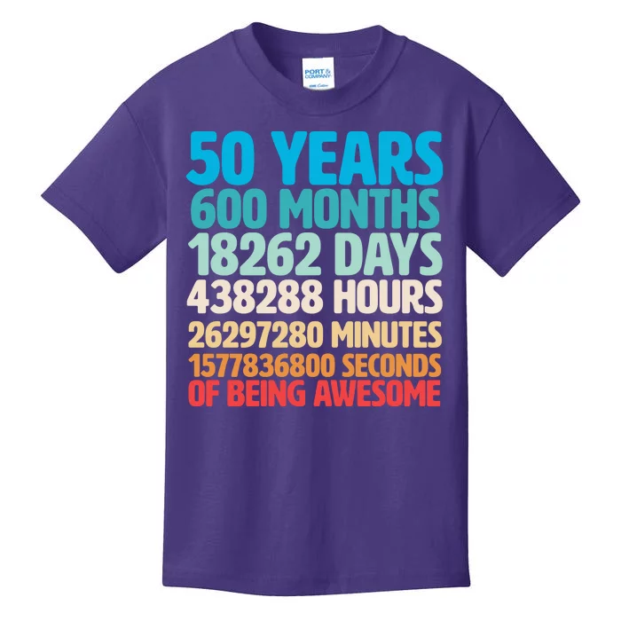 50 Years Of Being Awesome 50th Birthday Time Breakdown Kids T-Shirt