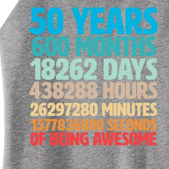 50 Years Of Being Awesome 50th Birthday Time Breakdown Women’s Perfect Tri Rocker Tank