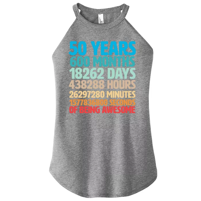 50 Years Of Being Awesome 50th Birthday Time Breakdown Women’s Perfect Tri Rocker Tank