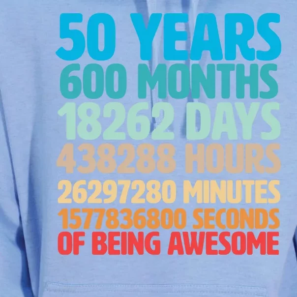 50 Years Of Being Awesome 50th Birthday Time Breakdown Unisex Surf Hoodie