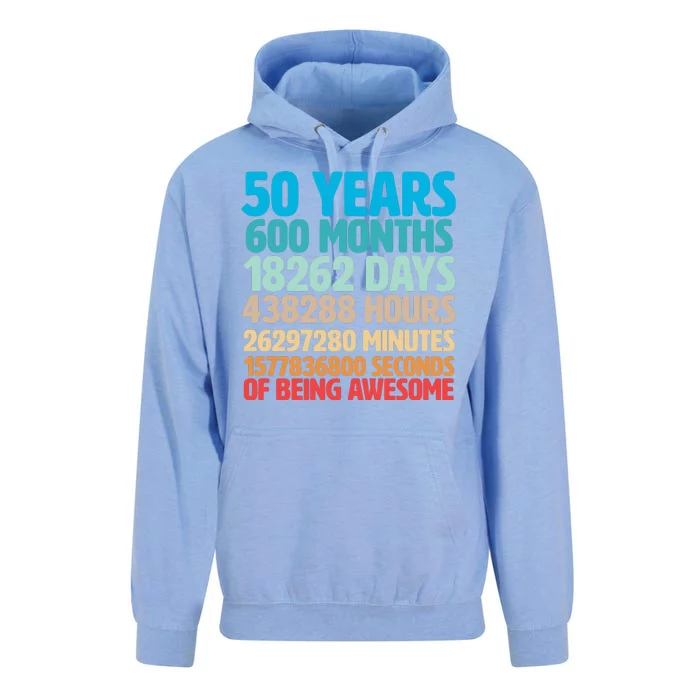 50 Years Of Being Awesome 50th Birthday Time Breakdown Unisex Surf Hoodie