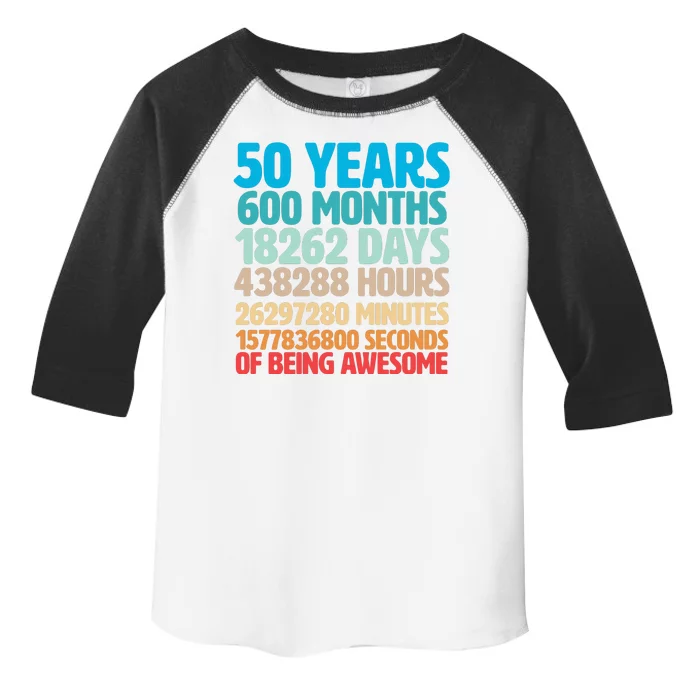 50 Years Of Being Awesome 50th Birthday Time Breakdown Toddler Fine Jersey T-Shirt