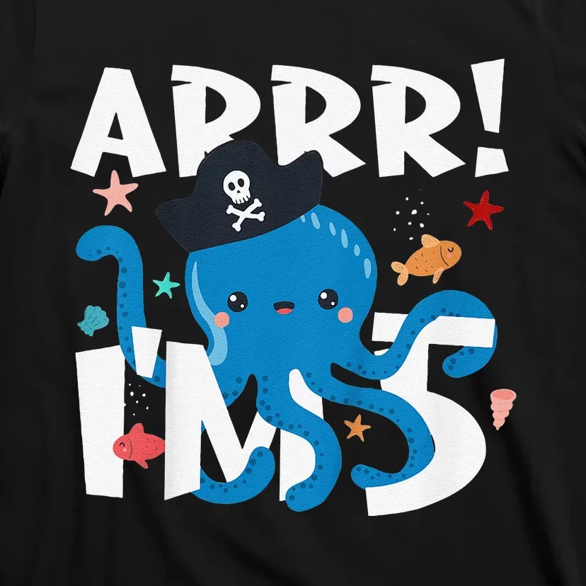 5 Years Old Birthday Cute Octopus Pirate 5th Bday Gift T-Shirt