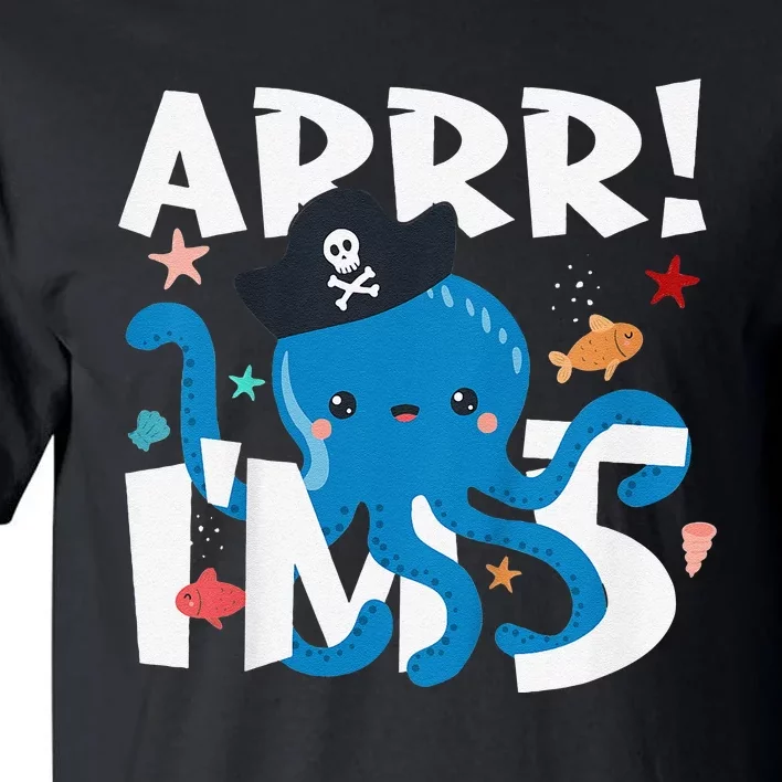 5 Years Old Birthday Cute Octopus Pirate 5th Bday Gift Tall T-Shirt